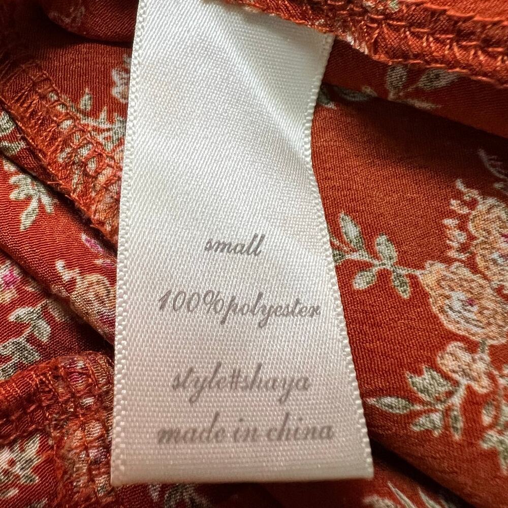 Altard State Long Sleeve Brown Floral Blouse Size Small - Picture 8 of 8